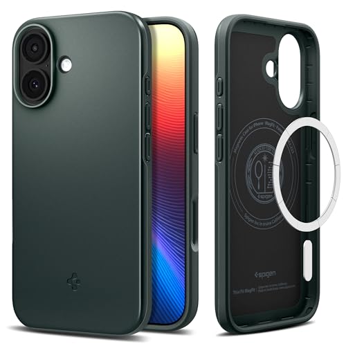 Spigen 【創業18年の技術力】 iPhone 17 ケース MagSafe対応 マグネット搭載 米軍MIL規格 マット 薄型 シン・フィット・マグフィット (アビス・グリーン) ACS09970