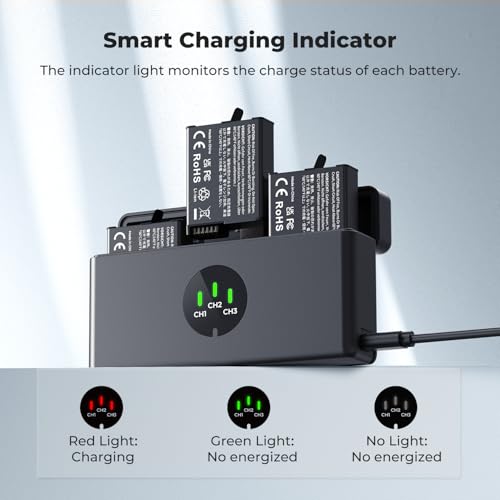 Image of K&F CONCEPT OSMO 360 Battery Charger, 3-Slot Action 5 Pro Battery Charger Case Compatible with DJI OSMO Action 5 Pro, Action 4, Action 3 Camera