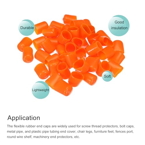 Image of MECCANIXITY 50pcs 16mm(5 /8 inch) Rubber End Caps Cover PVC Vinyl Screw Thread Protector Round Wire Shelf Caps for Screw Bolt Pipe Fence Post, Orange