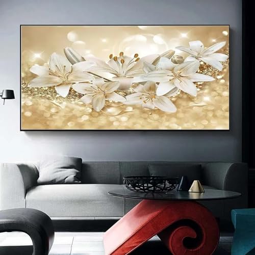 Fleurs de lys art sur toile KEBIA pour transformer un grand mur vide de salon