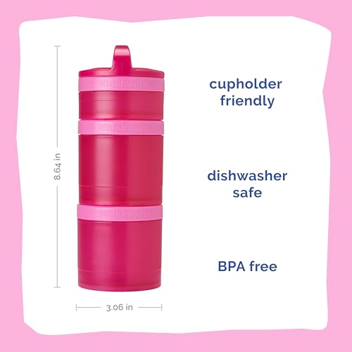 Image of Whiskware Stackable Snack Containers for Kids and Toddlers, 3 Stackable Snack Cups for School and Travel, Pink
