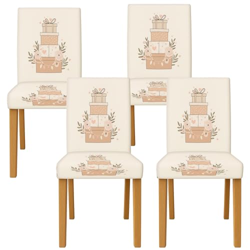 Housses de chaise de salle à manger (lot de 4) en élasthanne extensible, couleur unie lavable