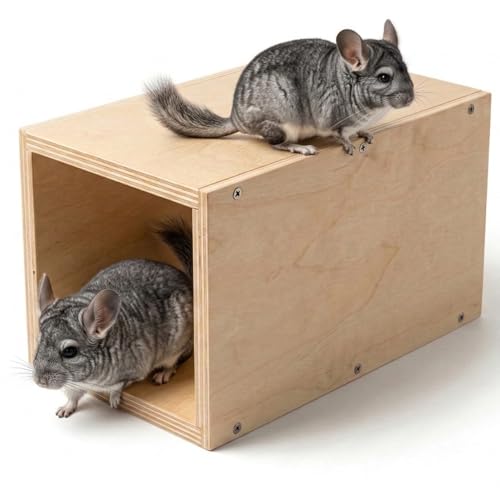 Chinchilla Hanging Wooden Tunnel Toys Small Animals Tubes Tunnel Habitat Chinchilla Squirrel Guinea Pig Rat Cage Accessories (Brown-A)