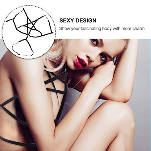 EXCEART — Cinta Punk feminina, sutiã de gaiola, arnês para o corpo, preto, elástico, lingerie para m