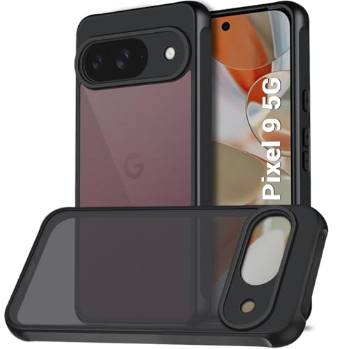 Image of TheGiftKart Hybrid Matte Frosted Translucent Back Cover Case for Google Pixel 9 | Shockproof Design | Camera Protection Module | Hard Back Cover Case for Google Pixel 9 (PC & TPU, Frost Black)