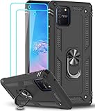 LeYi per Cover Samsung Galaxy S10 Lite / A91 Custodia con Vetro Temperato [2 Pack], Grado Militare 360° Magnetica Anello Supporto Case TPU Bumper Silicone Custodie per Samsung S10 Lite / A91 Nero