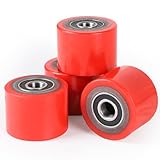SWAWIS 4 Stück Hubwagen rollen Polyurethan 80 x 60 mm Achse 20 mm inkl Kugellager Rollen für Hubwagen Ersatzrollen Maximale Tragfähigkeit 600kg