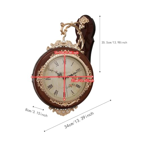 Horloge murale double face silencieuse rotative brun pour chambre à coucher zen - 3