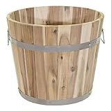 colourliving Pflanztopf Holz mit Griffen robuste Blumentöpfe Pflanzkübel rund FSC Akazienholz Blumenkästen aus Holz (38/32 cm)