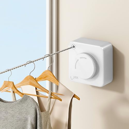UpChoNice Retractable Clothesline Indoor Outdoor 4.95m Non-Sag(1 White)