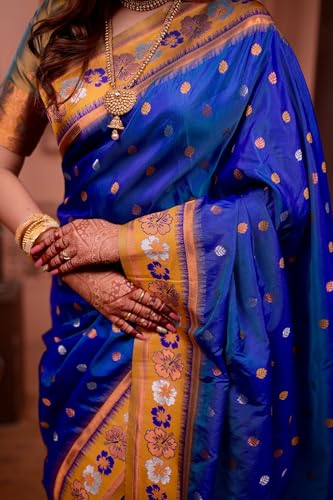 Image of SGF11 Women's Kanjivaram Pure Soft Silk Saree With Unstitched Blouse Piece