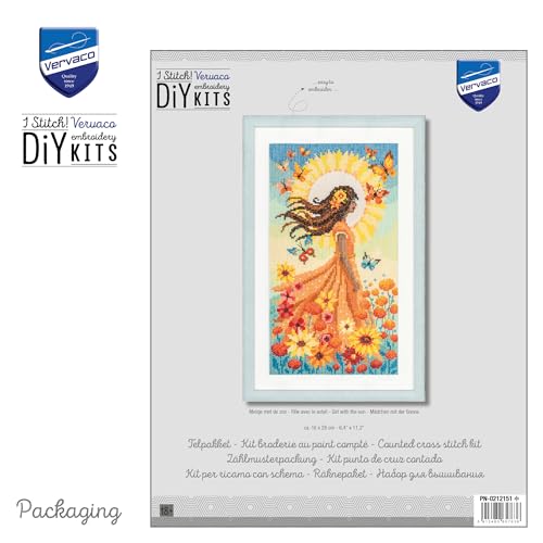 Point de croix compté Fille avec le Soleil broderie Vervaco 16x28 cm - 3