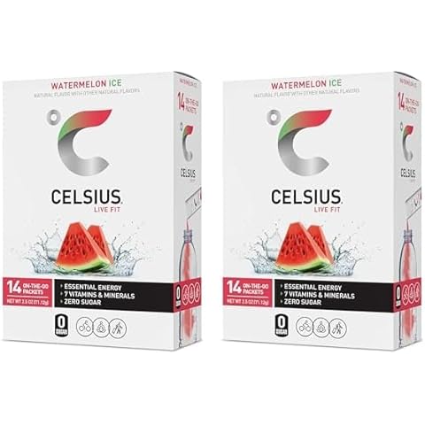CELSIUS On-The-Go Powder Sticks Watermelon Ice, Essential Energy (14 Sticks per Pack) (Pack of 2) Cover