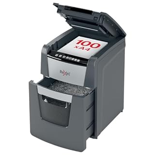 REXEL Optimum Auto Feed+ 100X, Distruggidocumenti Automatico, 100-110 Fogli (80-70 gr/mq), Taglio a frammento, Livello di Sicurezza P-4, per la Casa e per l’Ufficio, Capacità 34 Litri, 2020100XEU