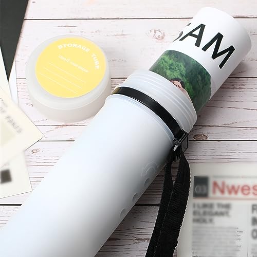 Image of Ireer 6 Pcs Expandable Poster Tube with Strap for Documents Artwork Container Poster Transport Map Holder Tube Blueprint Storage Carrying Case for Architect Teacher Student 24.5'' to 40''(White)