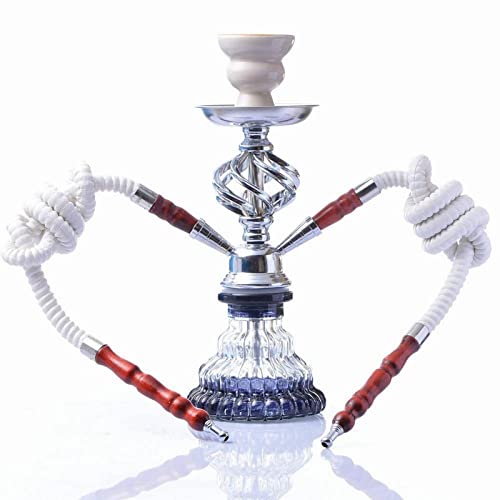 NBSMN Luxus modernes Glas Shisha 2 Schlauch Shisha Set - Original Aluminium Shisha Kit Verdickter Glasvasenboden Einfach… – Bild 6
