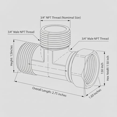 I-MART 3/4 Brass Tee Pipe Fitting with Swivel Female Union, 3/4 NPT Tee for Water Line Applications, Solid Brass Fittings for Plumbing, 3/4 Inch Pipe T Fitting Adapter