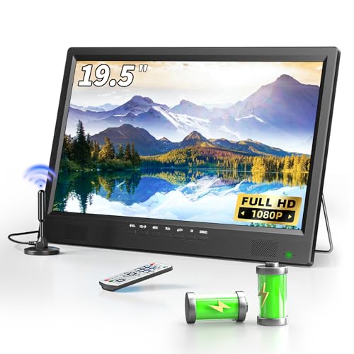 Image of NORTHING 19.5 inch HD Portable TV with Antenna, 8000mAh Built-in Powered Operated TV for Indoor Outdoor, Rechargeable Small T V with HDMI /USB /AV Input, for Camping, Kitchen, RV, Patio, Home, Truck