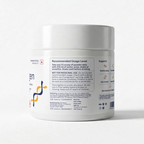 Image of Marine Collagen Powder 12000 mg, Lemon Flavored 300g Supplement for Women & Men | Hydrolyzed, Peptides, Biotin, Vit C&E, Hyaluronic Acid | Skin, Hair, Nails, Joints & Bones Health