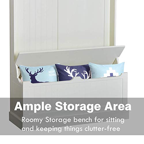 image for HOMCOM Hall Tree with Bench and Shoe Storage, 3-In-1 Entryway Bench wi