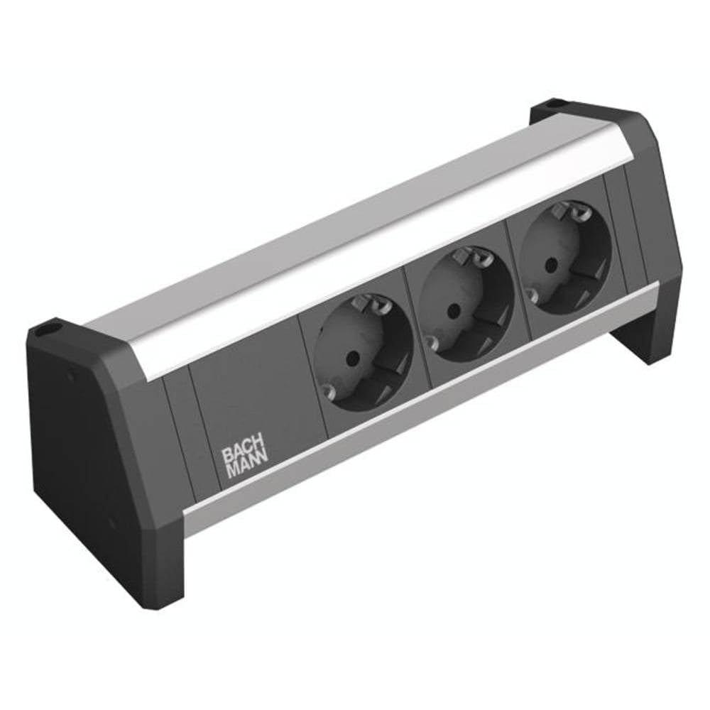 Bachmann 339.1002 - Regleta sin cable para fijar al escritorio (3 enchufes Schuko) [importado de Alemania]