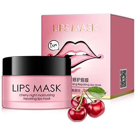 Lip Sleeping Mask, Cherry Lip Mask, Moisturizing Lip Sleep Mask Overnight Hydrate Lip Balm Mask Exfoliating Lip Scrub Mask Lip Treatment for Dry, Chapped & Cracked Lips/ 30g Cover
