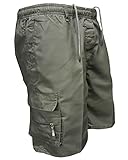  Onsoyours Pantalon Court Short Homme Casual Lâche Sport Jogging Slim Fit Militaire Short de Sport Bermudas Cargo Montagne Baggy Pants Multi Poches Z1 Armée Verte XL