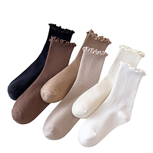 Image of GuaziV Women's Ruffle Socks, Womens Fun Novelty Crew Colorful Fashion Casual Socks