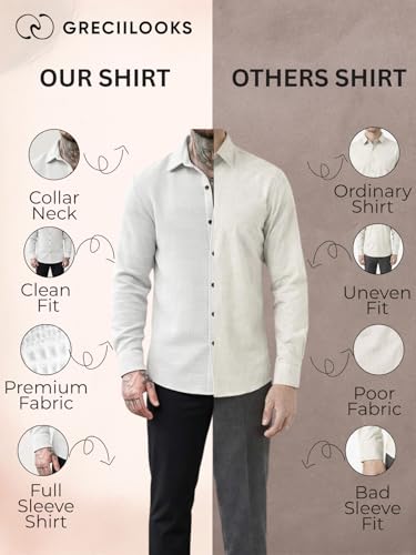 Image of GRECIILOOKS Casual Shirt for Men's | Full Sleeve Textured Shirts for Men | Regular Fit Wrinkle Free Premium Shirts for Man | Biker Streetwear Office Travel Dinner Style