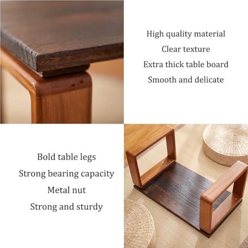 Image of Simple&Premium and Folding Japanese Style Low Height Floor Meditation /Tea /Coffee /Tatami Table for Living Room, Bedroom, Solid Wood Low Study /Laptop Desk Table.