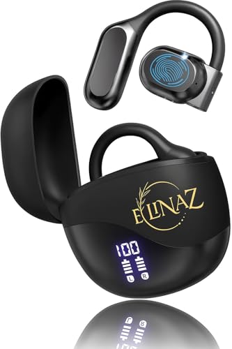 Open Ear Earbuds Ear Buds with LED Display & 50H Playtime, Bluetooth 5.3 Wireless Earbuds, IPX5 Waterproof Bluetooth Headphones with Earhook Design - Earphones for Running, Cycling Workouts, Black