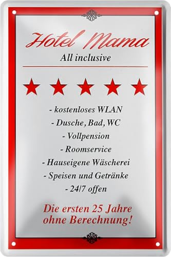 schilderkreis24 - Blechschild Sprüche für Oma & Opa – Geschenk zum Ruhestand, Geburtstag & Eltern (Hotel Mama 20x30cm)
