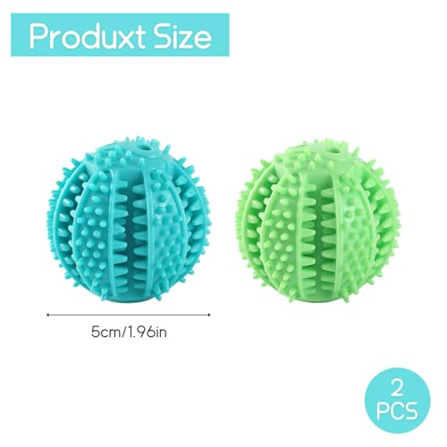 NEERIX Futterball für Kleine Große Hunde,Zahnpflege Hunde Spielsachen,Naturkautschuk Hundespielzeug Intelligenz Ball,Interaktiver Leckerli Spender,Zahnreinigung, IQ Training(5 cm, Blau,Grün)