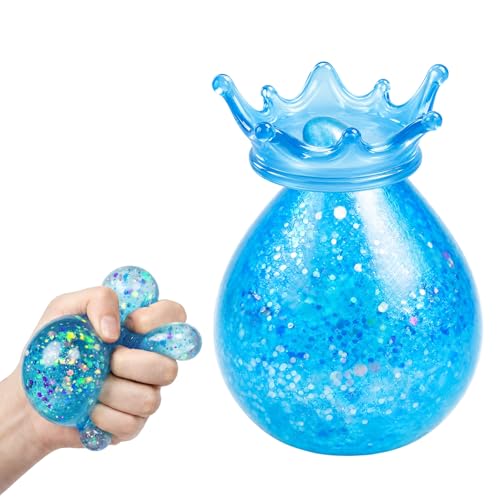 Dream Squishy Drop Water Drops Fidget Stress Ball Soft Ice Cube Gumdrop Squishies Malt Sugar Squeeze Sensory Balls for Relief Anxiety (Blue)