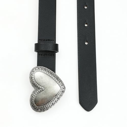 Black Belt for Women Silver Buckle with Metal Ring Link Decoration Perfect for Jeans and Casual Outfits3