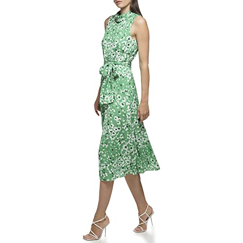 Image of Karl Lagerfeld Womens Floral Waist Detail Midi Dress