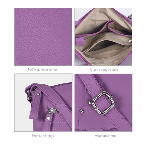 Image of Oak Leathers Leather Crossbody Bag For Women With Adjustable Sling Strap - Medium Size Crossover Shoulder Handbag Purse