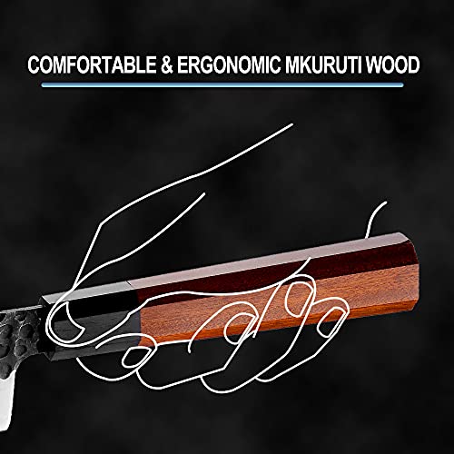 7 Inch Nakiri Chef Knife Aus10 3-Layer High Carbon Stainless Steel Vegetable Kitchen Knife, Hand Forged Professional Sharp Multipurpose Nakiri Knife(Rosewood Handle & Gift Box) #TOP5