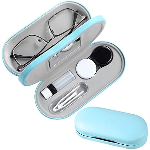 AITIME Contact Lens Case, Contact Case Kit, 2 in 1 Double Sided Portable Contact Lense Case and Eyeglasses Case, with Marbling, Multifunction, Durable, Compact, Portable Storage Kit Cover