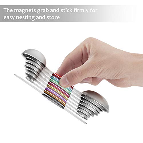 16 Pcs Stainless Steel Measuring Cups And Spoons Set, Yihong Metal Measuring Cups And Spoons With Silicone Handle For Cooking & Baking, Includes 8 Cups, 7 Spoons And 1 Leveler #TOP6