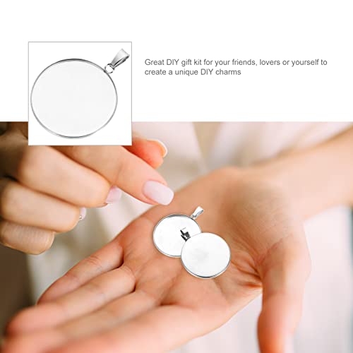 Milisten 20pcs Pendant Trays Kit Round Bezel Blanks Trays Pendant Cabochon Settings for DIY Crafting Photo Jewelry Making Silver 18mm - Image 3