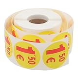 Genérico Etiquetas Adhesivas de Precio 150 Euros Redondas Adhesivas para Supermercados y Pequeños Negocios 1 Rollo 500 Unidades Etiquetas de Precios para Rebajas y Venta de Garaje