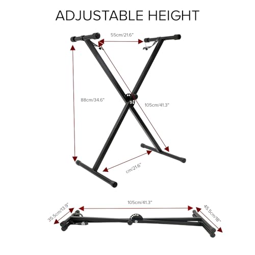 Image of Kadence Heavy-Duty, Single X Adjustable Piano Keyboard Stand with Locking Straps (NK12 Single Braced)