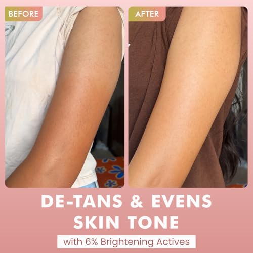 Image of mCaffeine 1% Glycolic Acid Detan Body Wash 300ml | 2% Niacinamide, 3% Kojic Acid-Glutathione | Bodywash for Women & Men| Brightens, Hydrates, Reduces Dark Spots & Evens Tone | Guava Shower Gel for Dry Skin