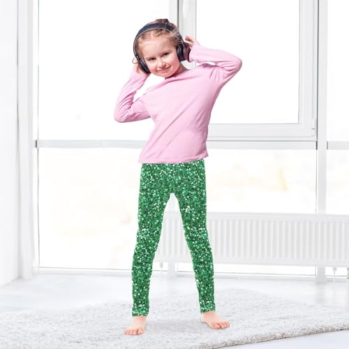 KLL Green Glitter Texture Toddler Baby Girl Basic Leggings Comfortable High Waisted Yoga Pants Gym4