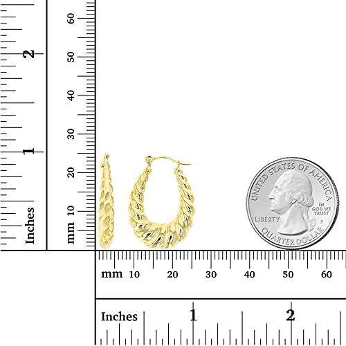 14K Yellow Gold High Polished Shrimp Twisted Hoop Earrings with Hinged Clasp | Various Sizes | Earrings For Sensitive Ears | Solid Gold Earrings For Women3