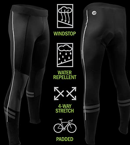 | Men's Windstop Padded Cycling Tights | High-Visibility Reflective Windproof Leggings4