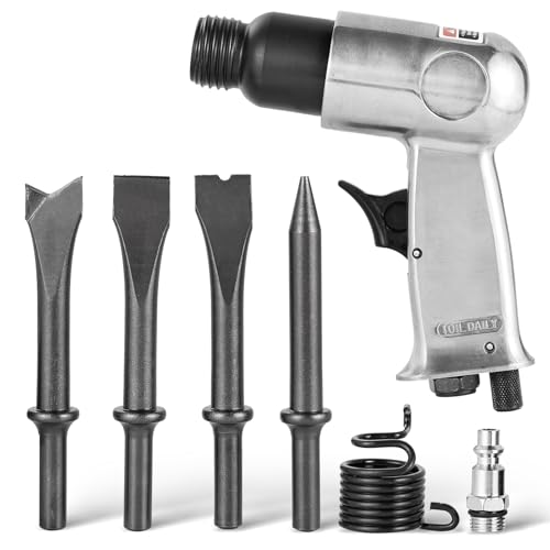 NYXOVA 150mm Air Hammer Kit, 4500 BPM Short Barrel Pneumatic Hammer with Quick Change Retainer & 4 Chisels – Heavy-Duty Air Chisel Tool for Automotive, Metal & Masonry Work