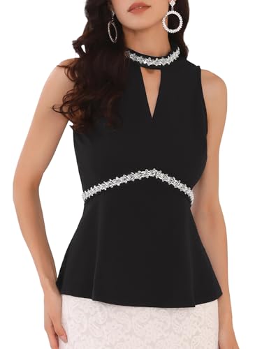 Women's Halter Tops Beaded Cocktail Formal Sleeveless Sparkle Rhinestone Peplum Blouse