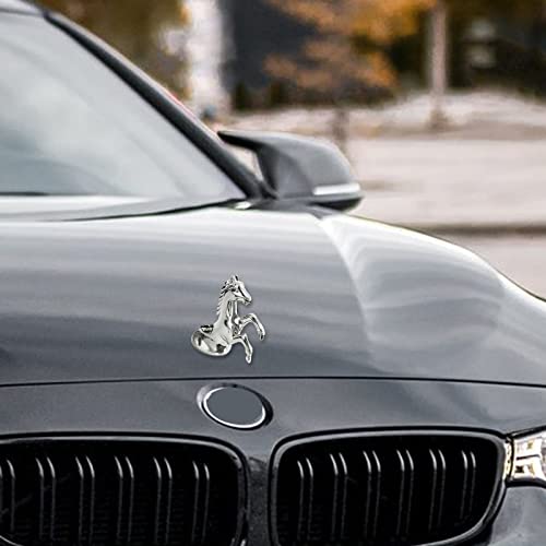 Horse Stallion Car Hood Ornament 3D Car Badge Metal Emblem & Stickers - Chrome Sculpture Decals for Trucks, Cars & Vehicles (Horse Chrome Sliver) - Thumbnail 7